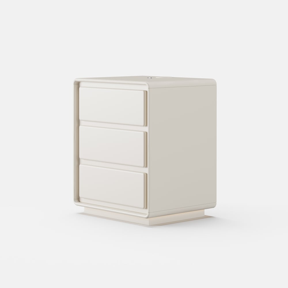 Modern 3-drawer Smart Nightstand with LED window image