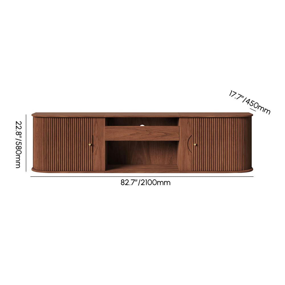 83" Ash Wood Fluted TV Stand for UST Projector weights dimensions image