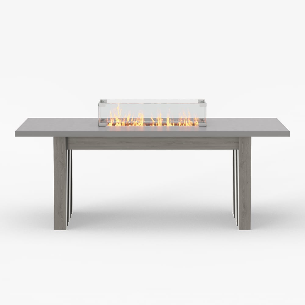 7 kusů šedého hliníkového venkovního ohniště s terasou s tkaným křeslem obrázek okna