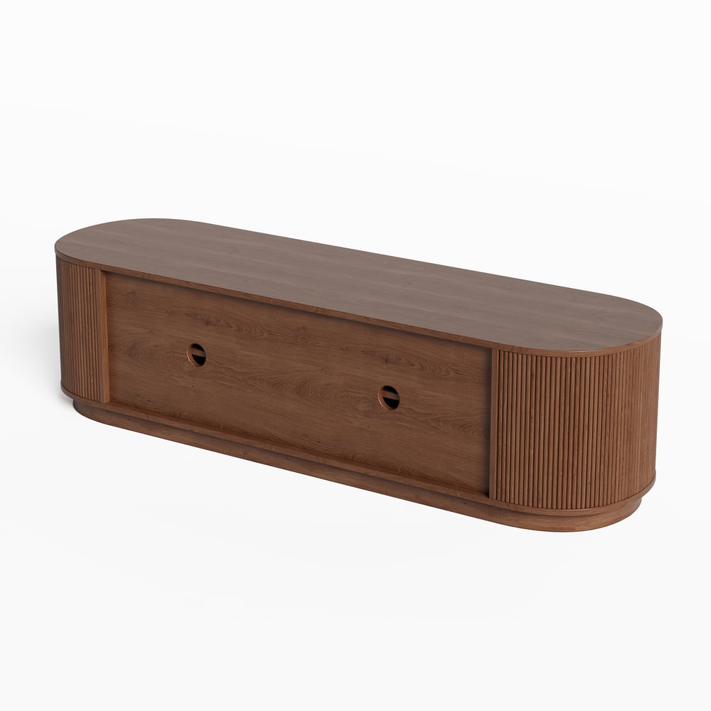 63" Solid Wood Fluted Oval TV Stand