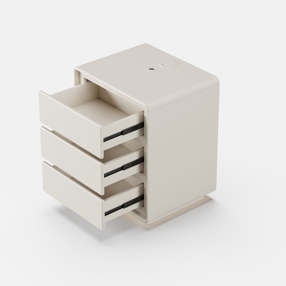 Modern 3-drawer Smart Nightstand with LED window image
