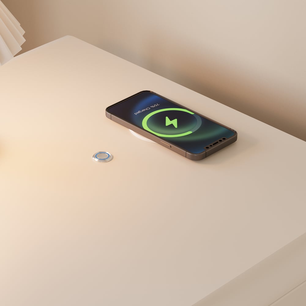 Modern 3-drawer Smart Nightstand with LED window image
