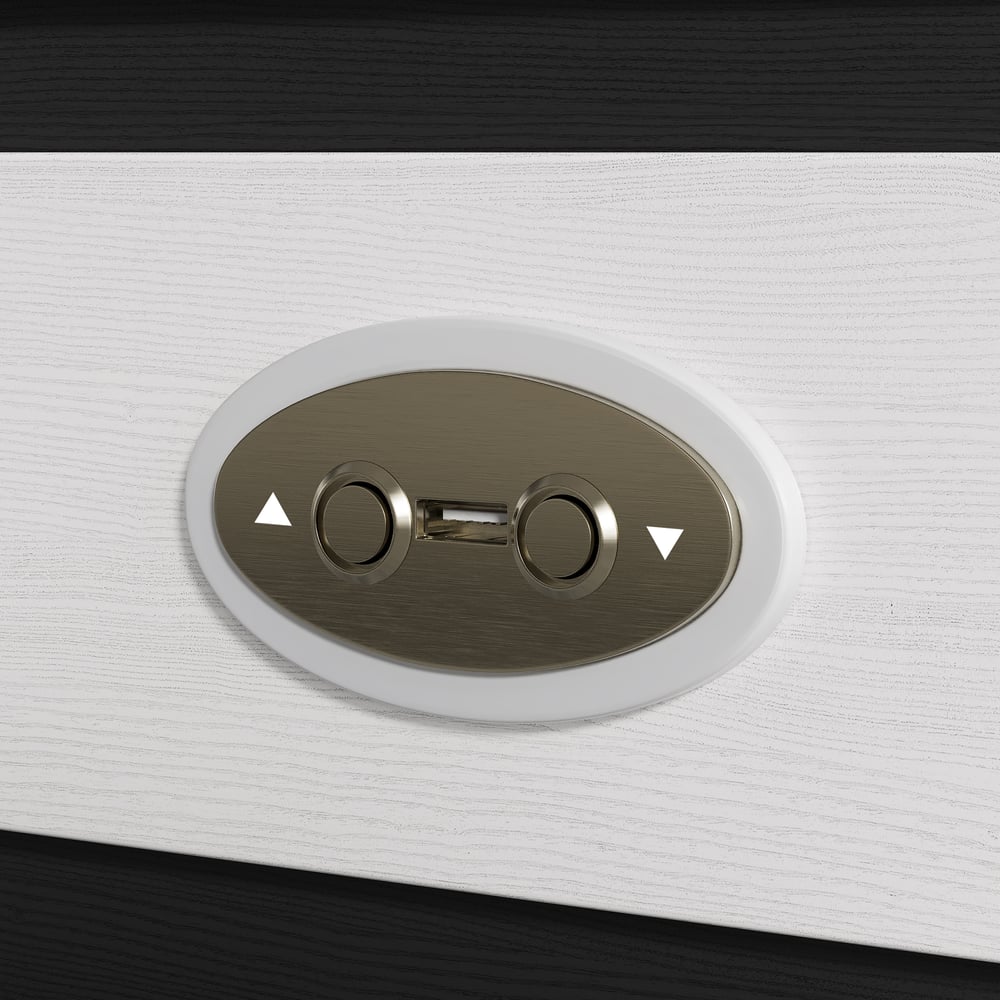 Table basse électrique multifonctionnelle relevable avec 8 tabourets en noir et blanc image de fenêtre