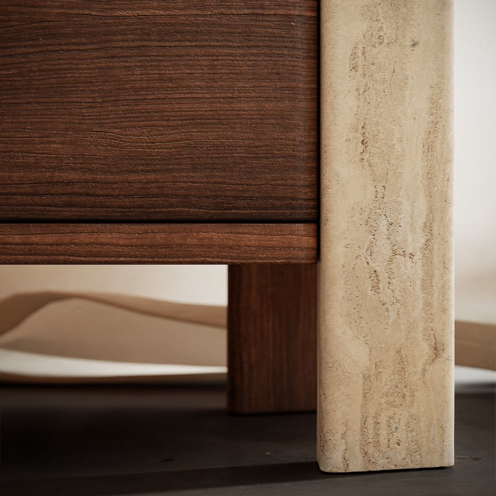 20" Wooden 2-Drawer Nightstand with Concrete Legs