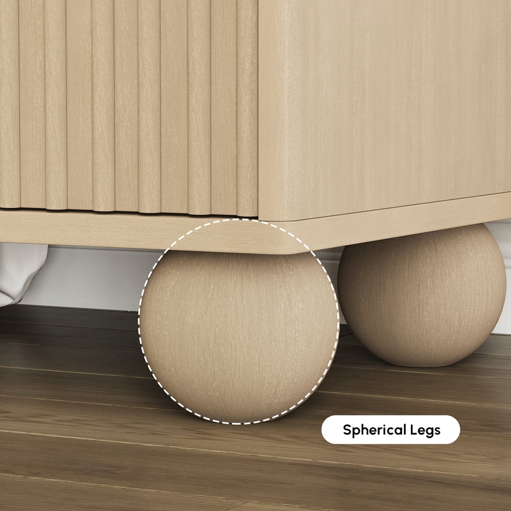 25" Fluted Solid Wood 2-Drawer Nightstand with Charging Station window image