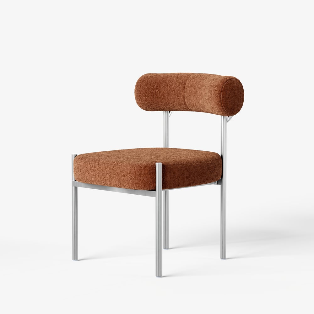 Modern Velvet Upholstered Dining Chair with Curved Back