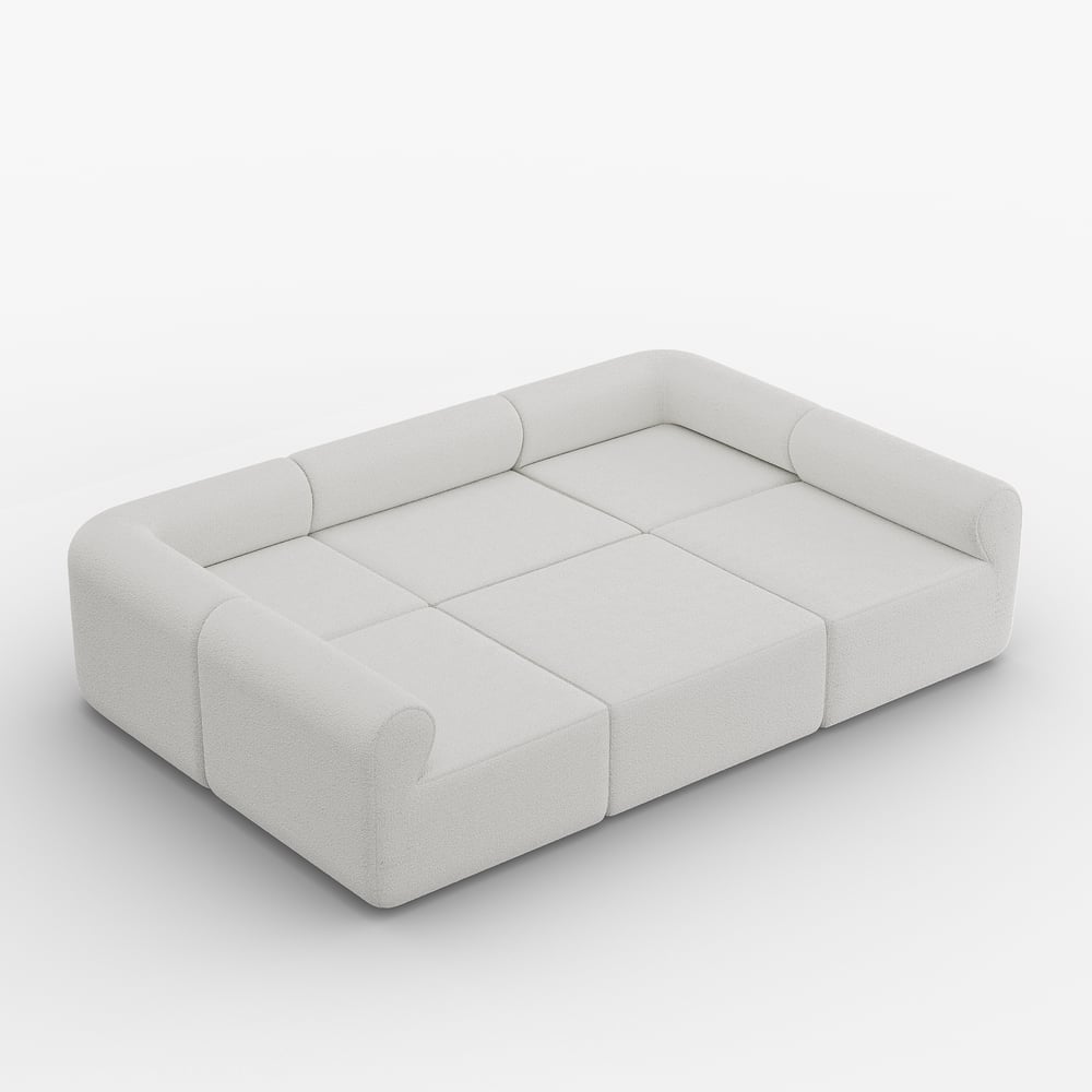 120" 6-Piece Boucle Modular Sectional