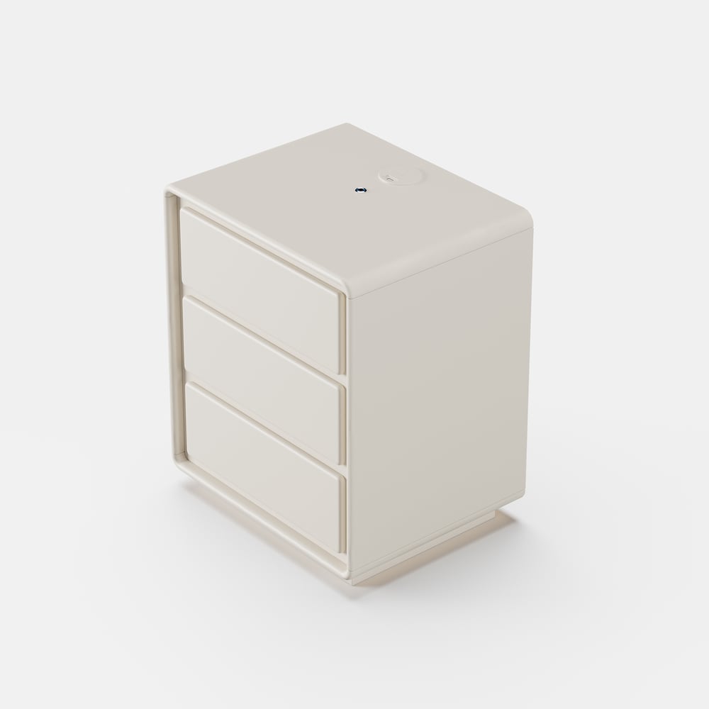 Modern 3-drawer Smart Nightstand with LED window image