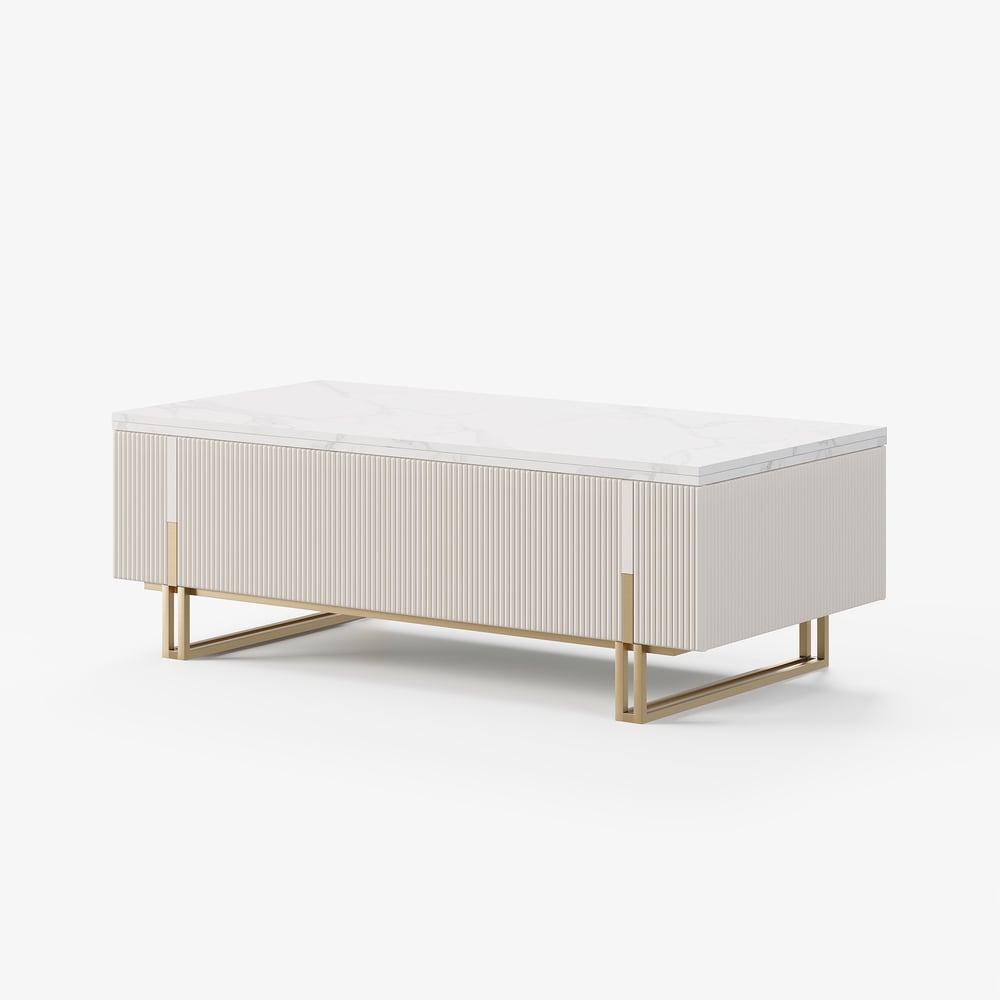 Grovyn Fluted Lift-Top Coffee Table with 2 Drawers-120cm