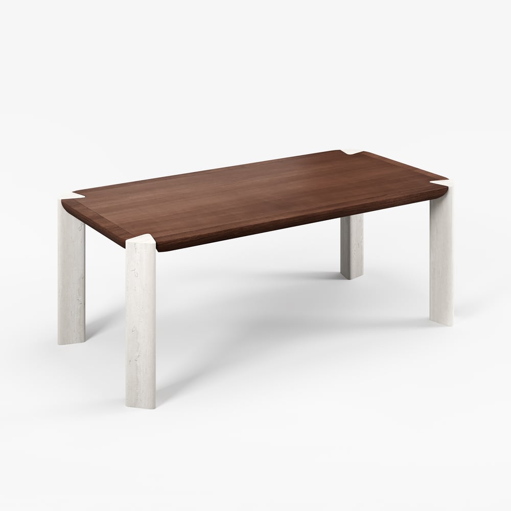 79" Rectangular Dining Table with Concrete Post Legs Seats 6-8 People