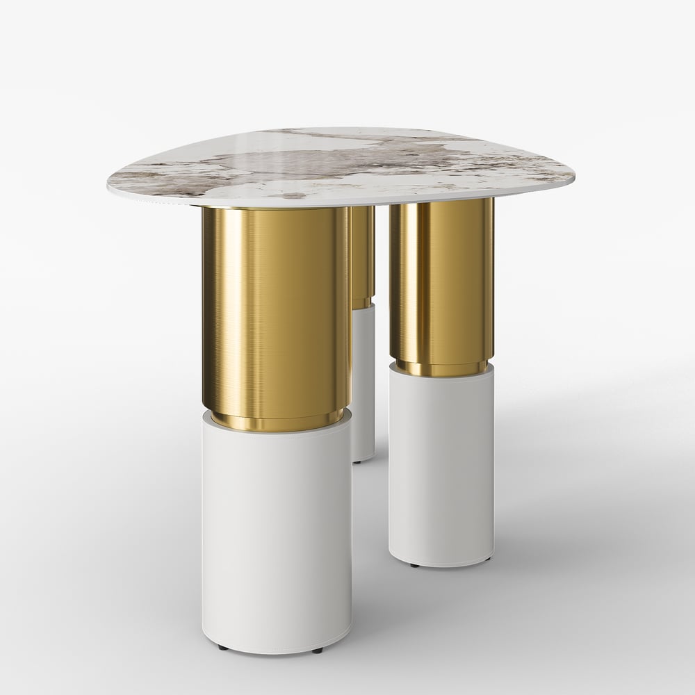 63" Sintered Stone Pebble Dining Table with 3 Legs Seats 4-6 People