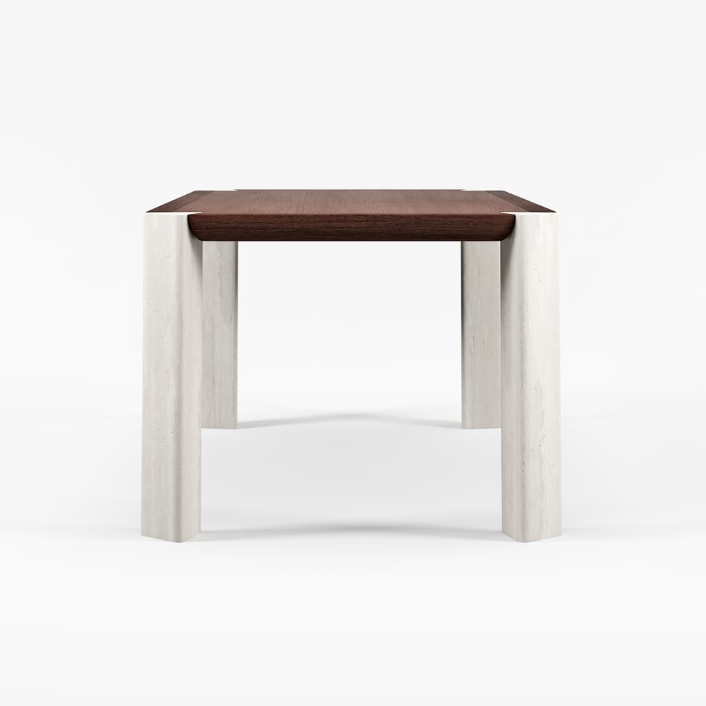 79" Rectangular Dining Table with Concrete Post Legs Seats 6-8 People