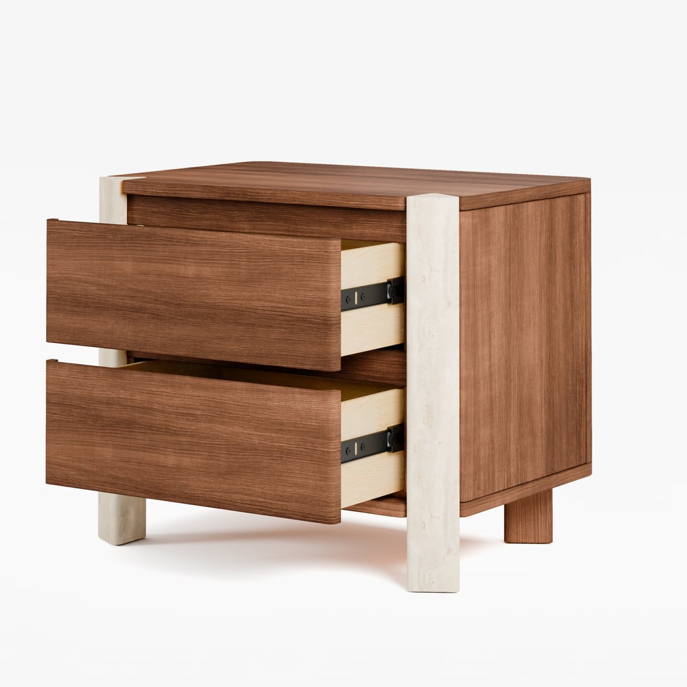 20" Wooden 2-Drawer Nightstand with Concrete Legs