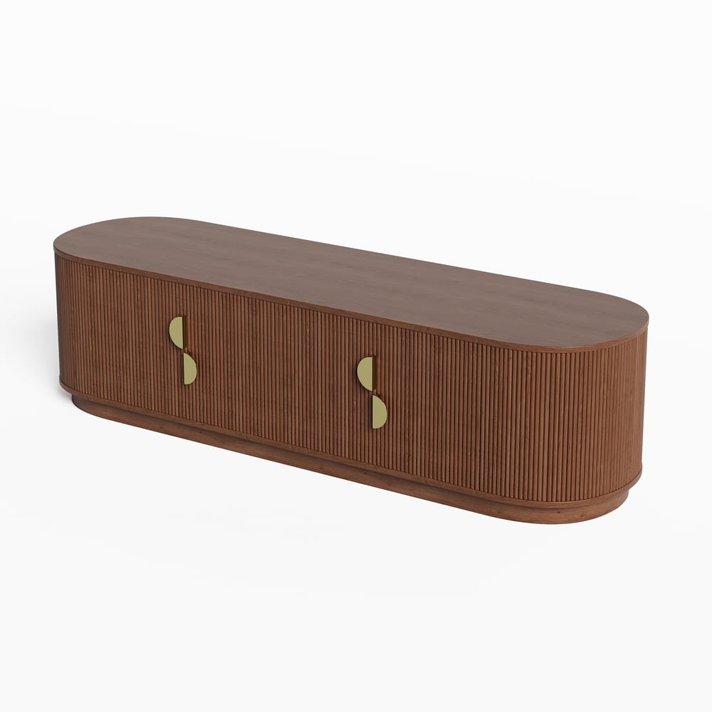 63" Solid Wood Fluted Oval TV Stand