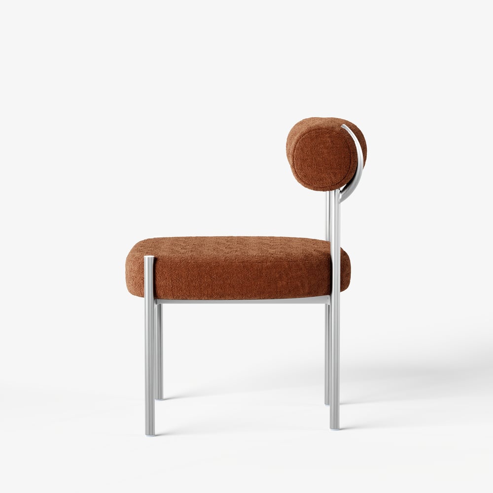 Modern Velvet Upholstered Dining Chair with Curved Back