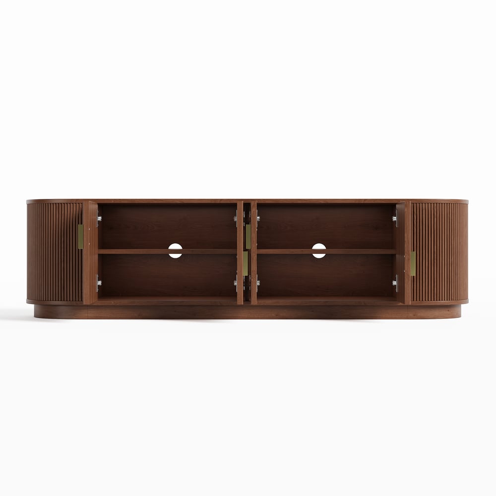 63" Solid Wood Fluted Oval TV Stand