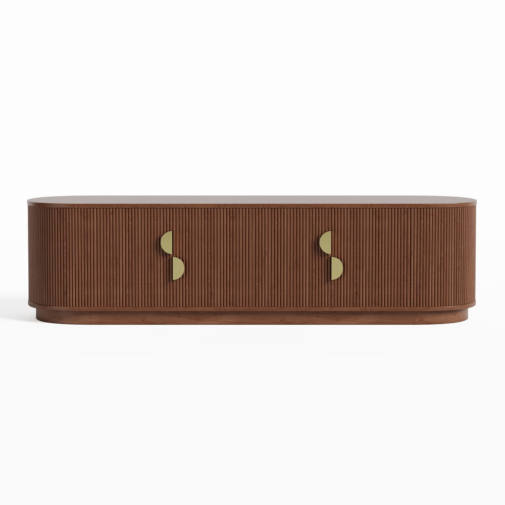 63" Solid Wood Fluted Oval TV Stand