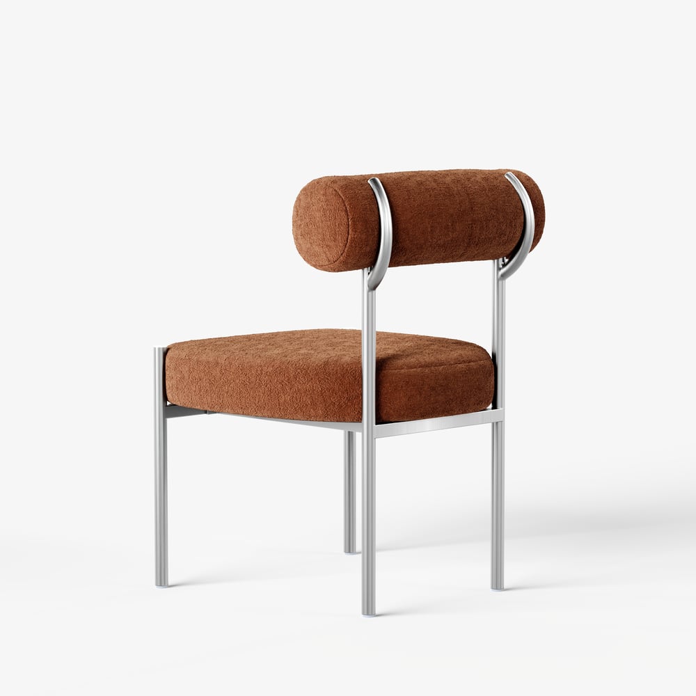 Modern Velvet Upholstered Dining Chair with Curved Back