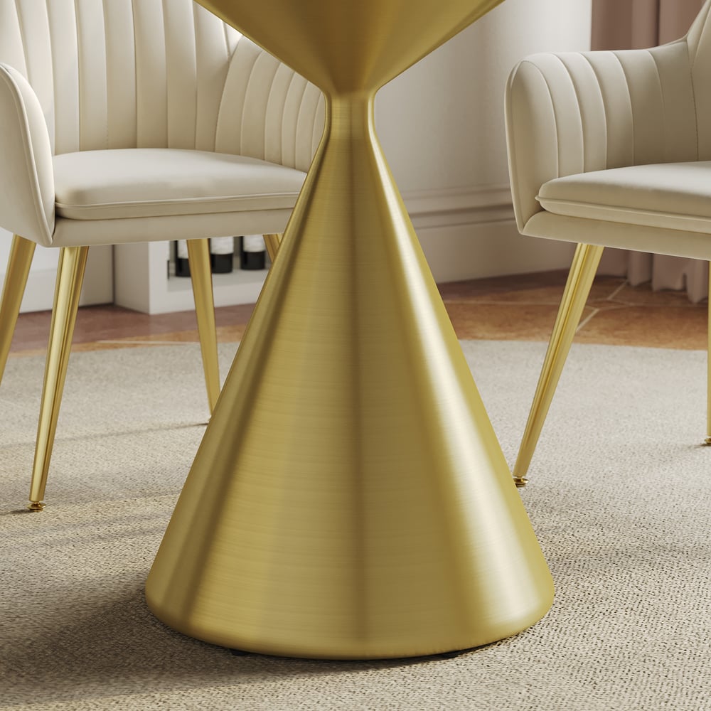 39" Sintered Stone Round Dining Table with Brushed Gold Base Seats 2-4 People window image