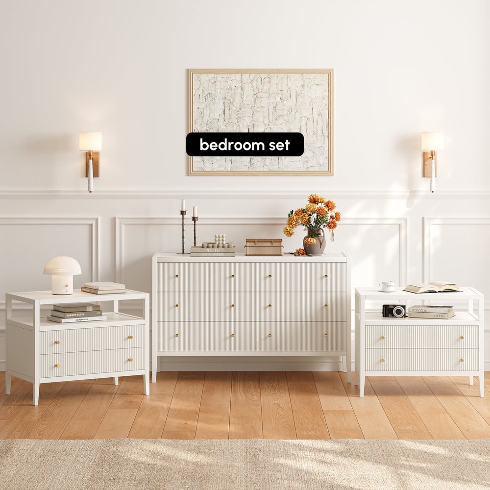 Stria 30" Wide Smart Nightstand with 2 Drawers & Charging Station Set of 2 window image