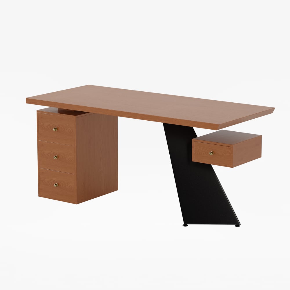 Modern Ash Wood Straight Desk with 4 Drawers, Executive Office Desk (63") window image