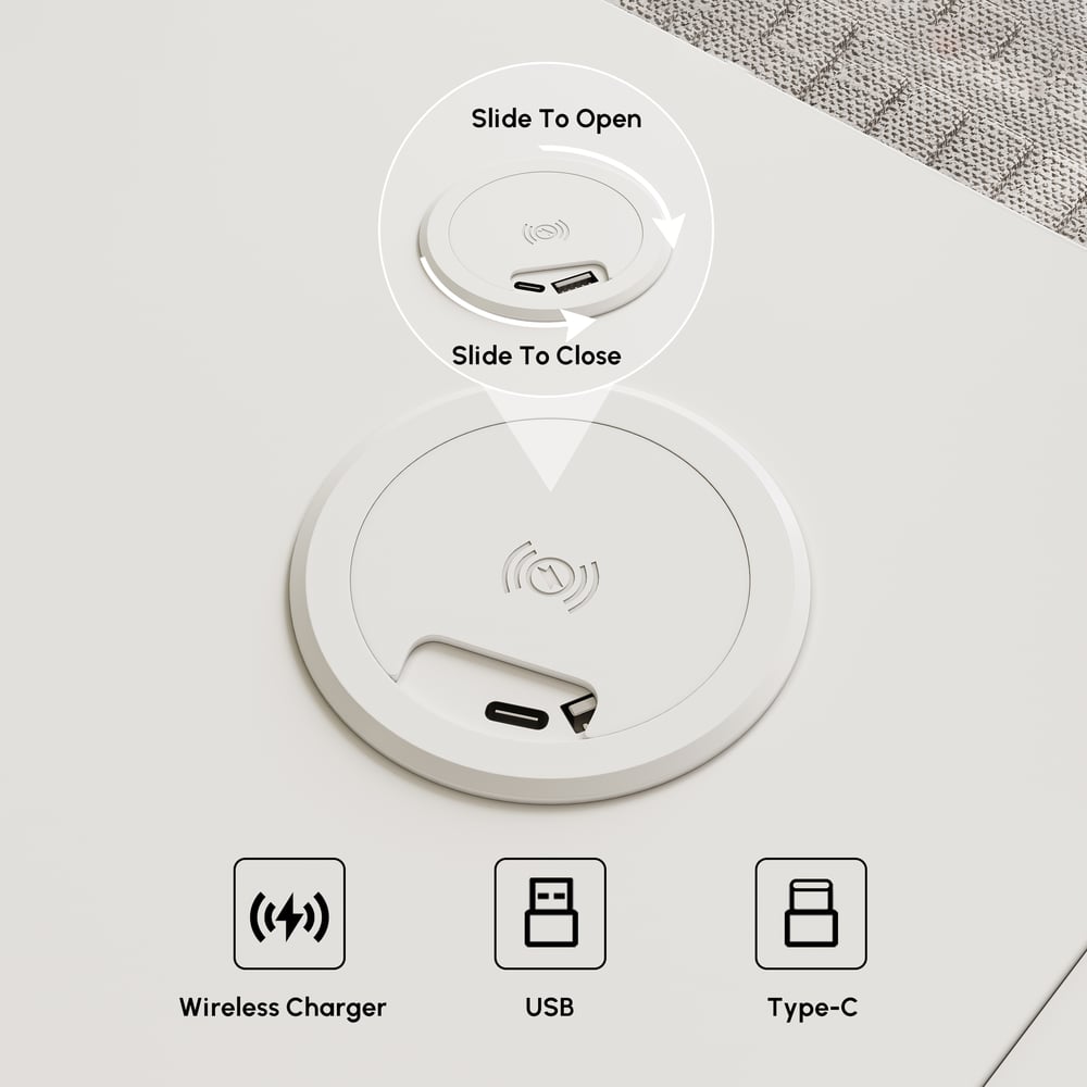 Adjustable Height Desk with 6 Drawers, Wireless Charging & Outlet for Home Office window image
