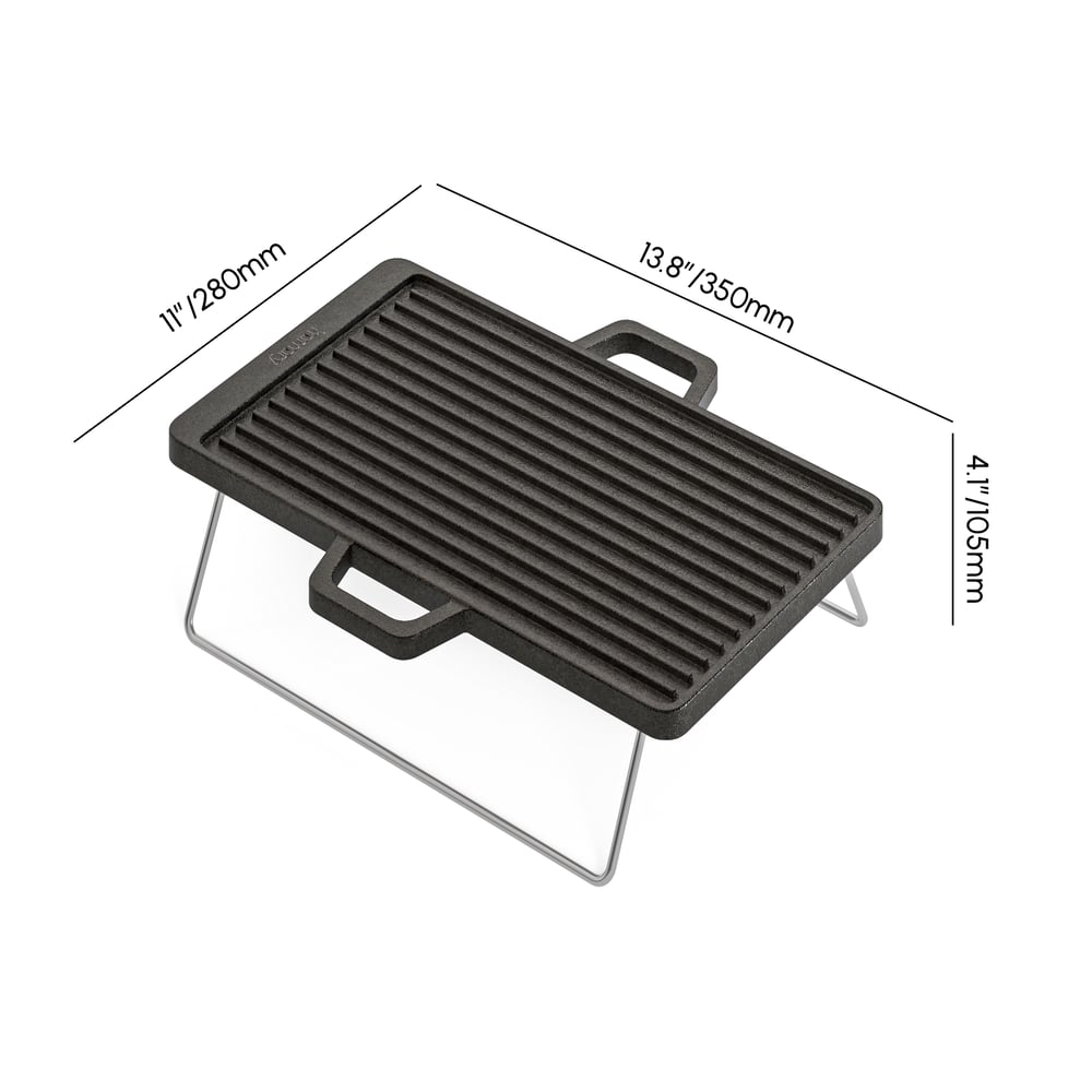 Cast Iron Grill & Griddle for All Cooktops - 2-Piece Nonstick Set weights dimensions image