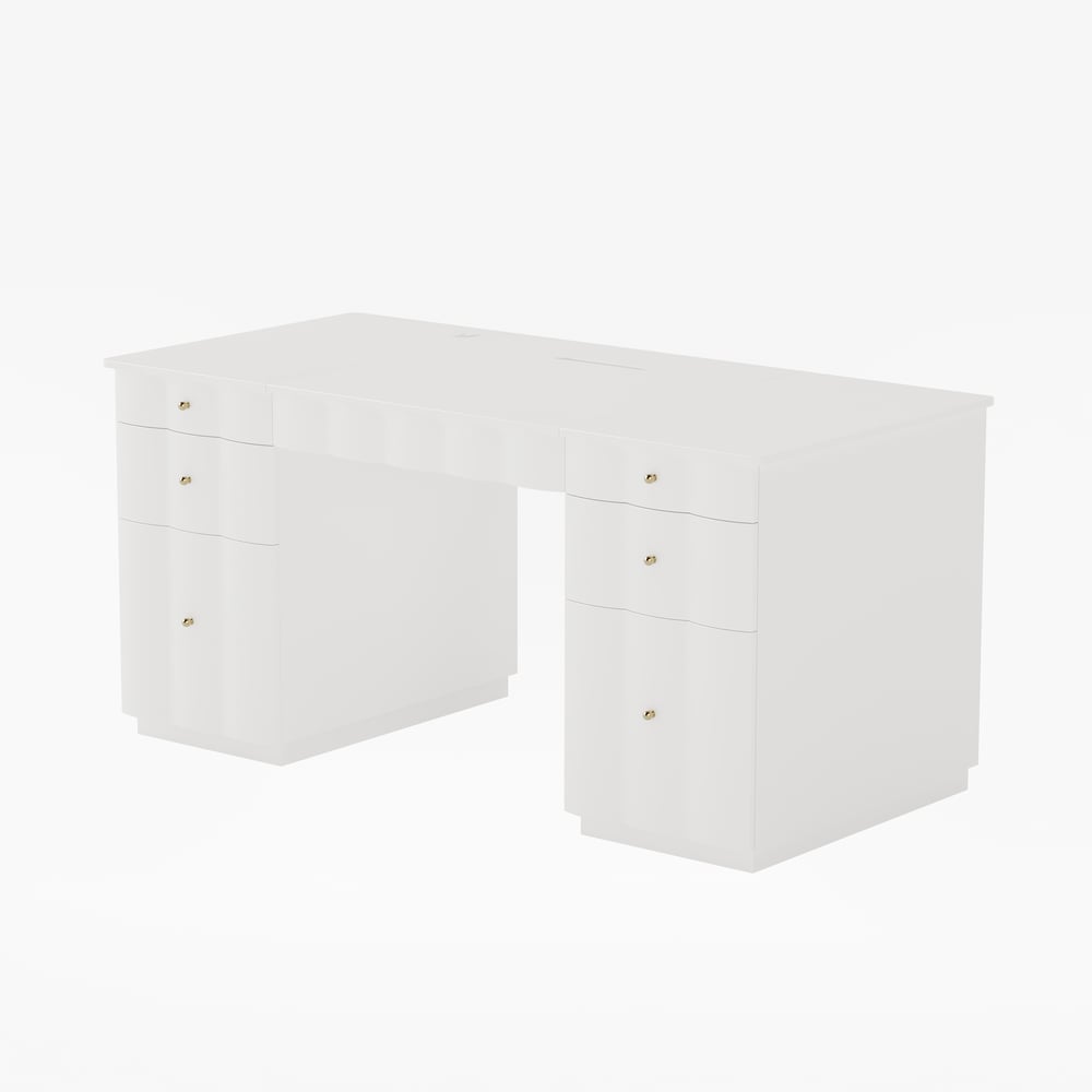 Adjustable Height Desk with 6 Drawers, Wireless Charging & Outlet for Home Office window image