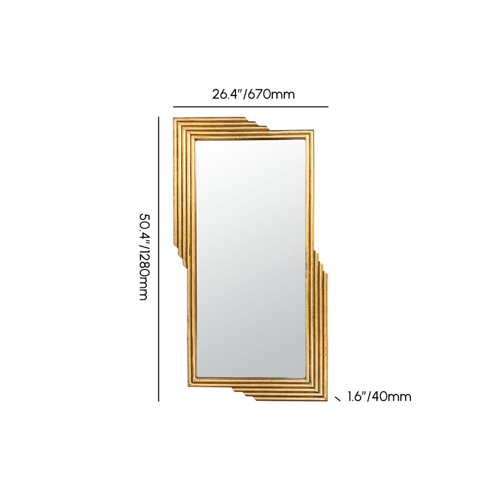 Modern Gold Metal Geometric Wall Decorative Mirror Entrance Rectangular Dressing Mirror weights dimensions image