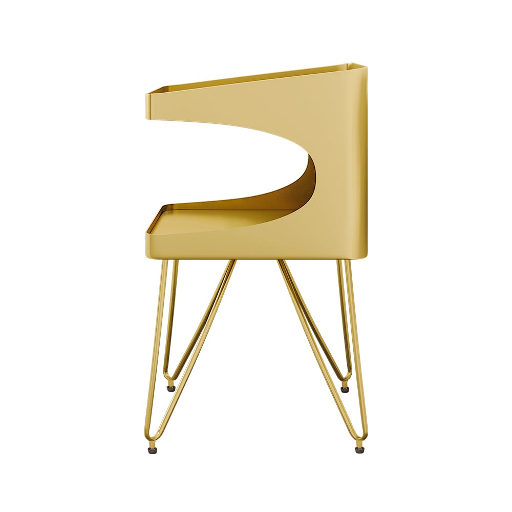 Modern Metal Open Gold Nightstand with 2 Shelves window image