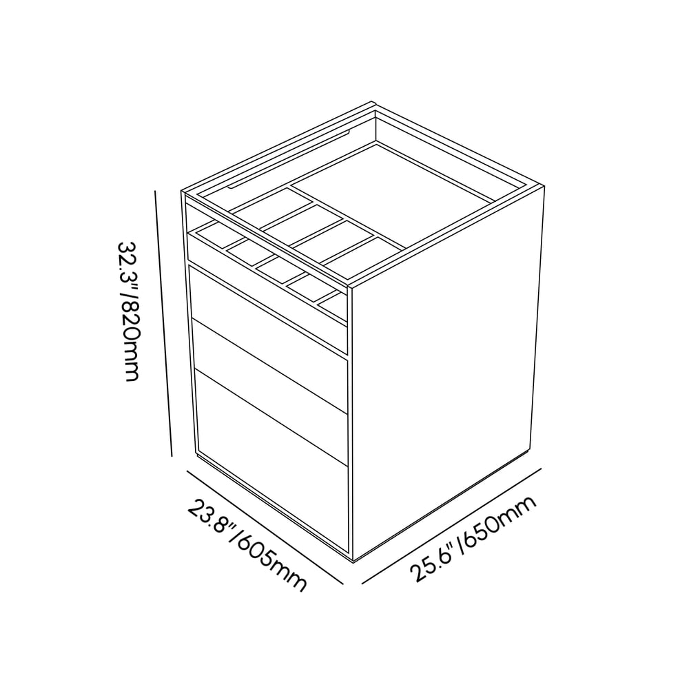 Saddle Leather 7-Dresser Walk-In Closet Island with Light & Jewelry Display weights dimensions image