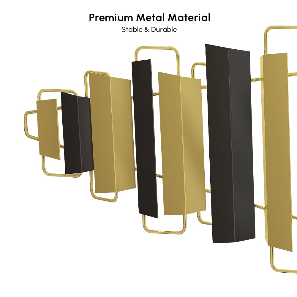 3D Modern Metal Wall Clock Geometric Home Wall Decor in Black & Gold For Living Room highlight image