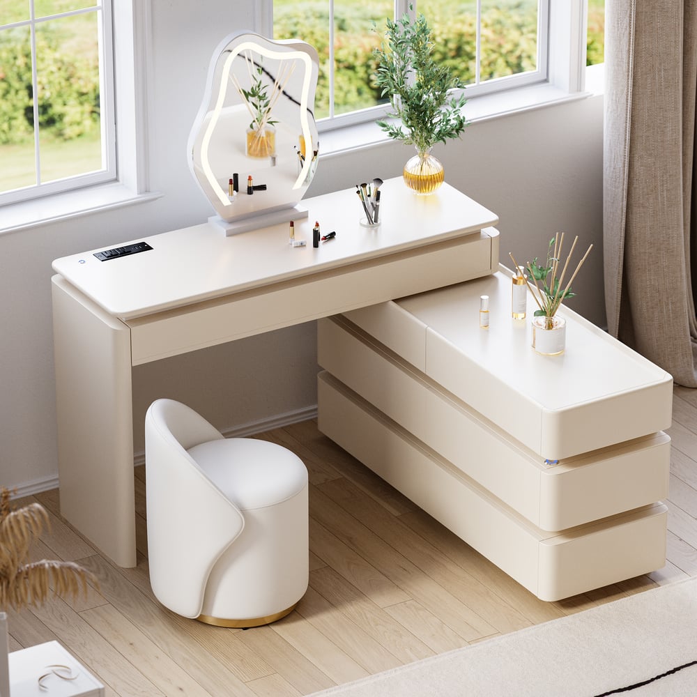 Lumio 1200mm Smart Makeup Vanity Retractable Dressing Table with Mirror & Lights window image