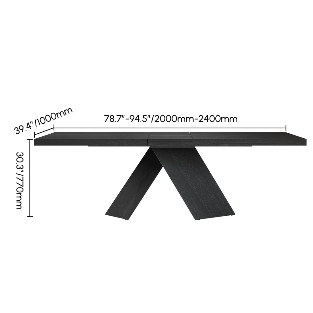 79''-95'' Farmhouse Extendable Black Dining Table Seats 6-10 weights dimensions image