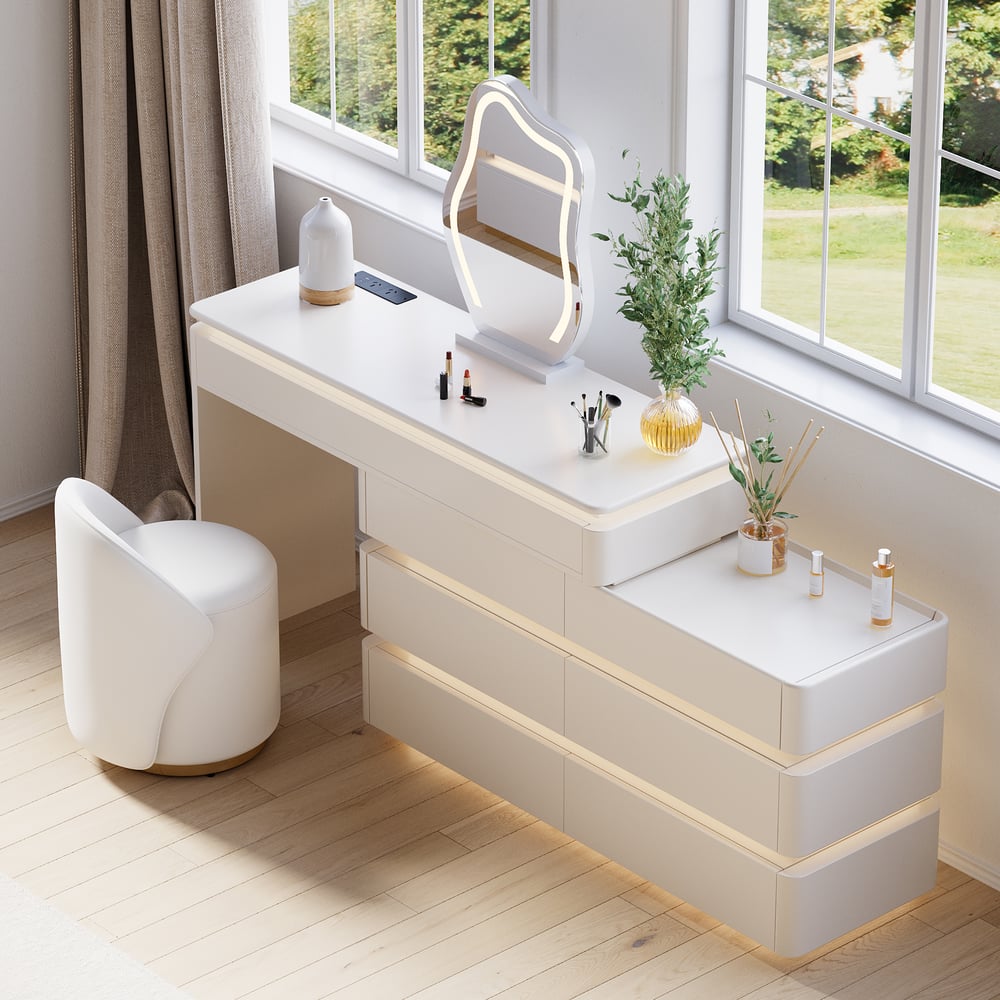 Lumio 47" Smart Makeup Vanity Retractable  Dressing Table with Mirror & Lights window image