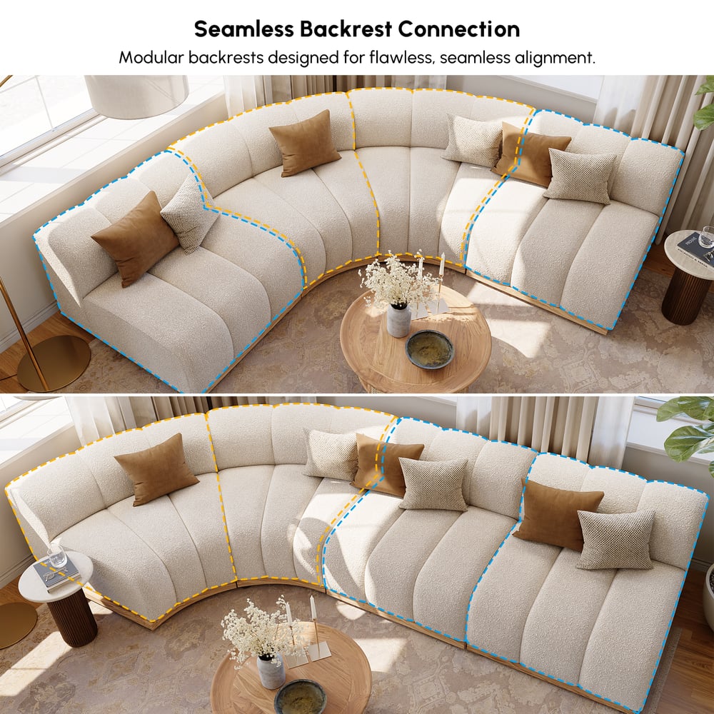 3570mm 4-Piece Performance Boucle Curved Sectional window image