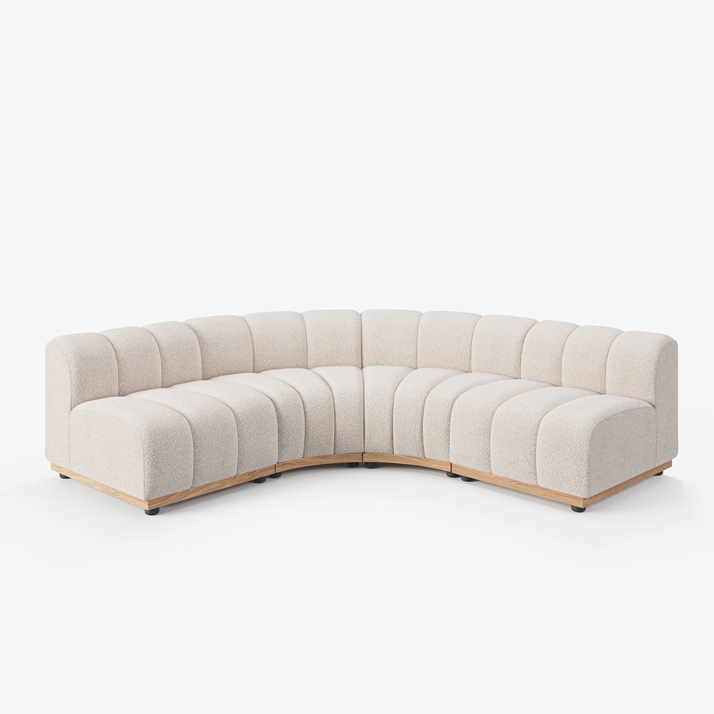 3570mm 4-Piece Performance Boucle Curved Sectional window image