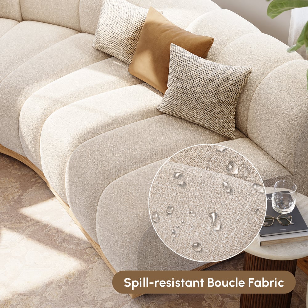 3570mm 4-Piece Performance Boucle Curved Sectional window image