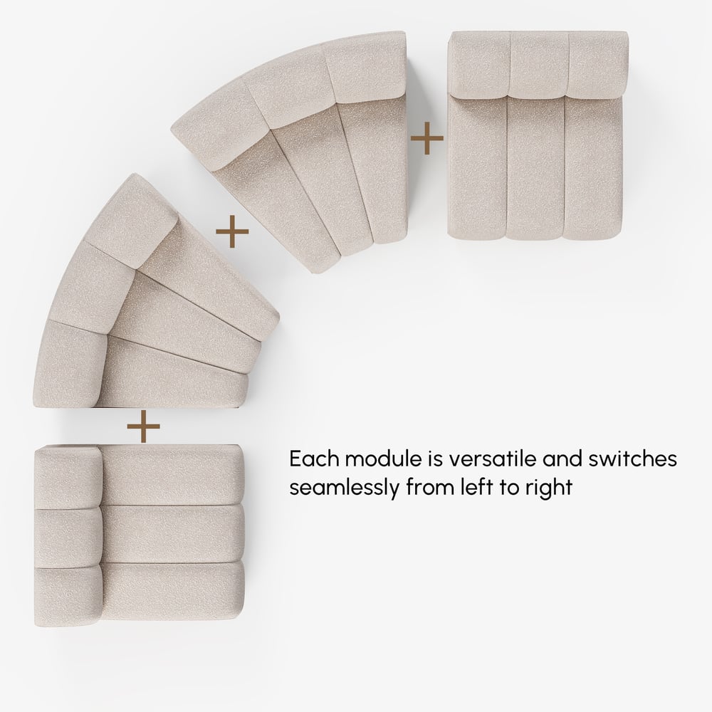 3570mm 4-Piece Performance Boucle Curved Sectional window image