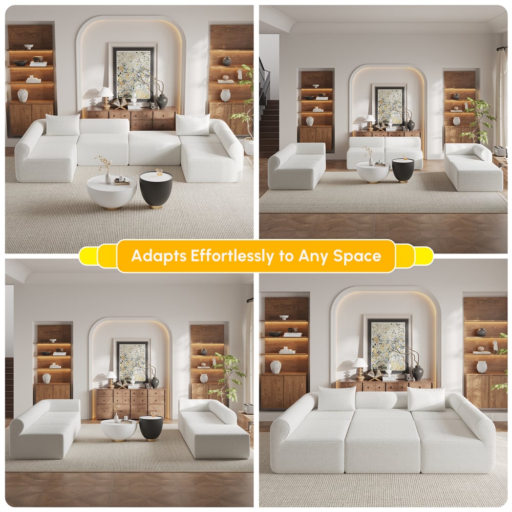 120" 6-Piece Boucle Modular Sectional window image
