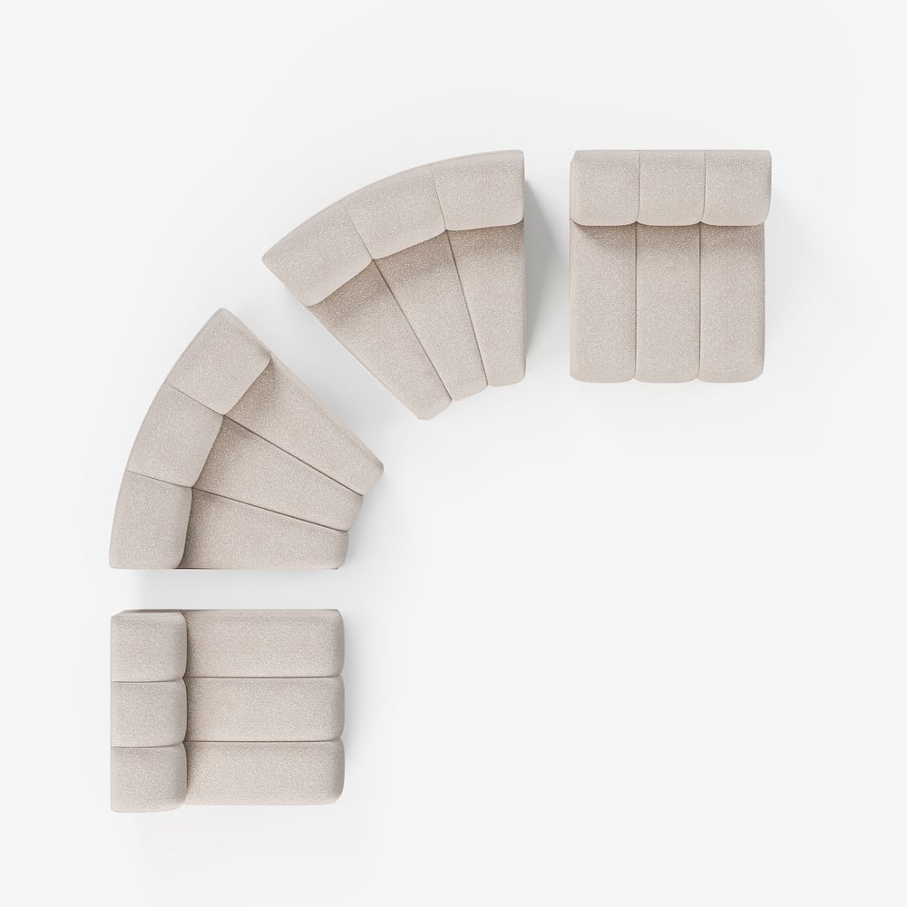 3570mm 4-Piece Performance Boucle Curved Sectional window image