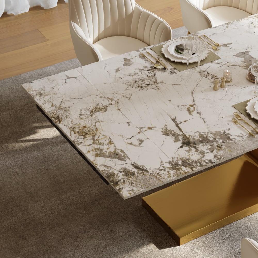 78.7-94.5" Modern Extendable Sintered Stone Dining Table Seats 6-8 People window image