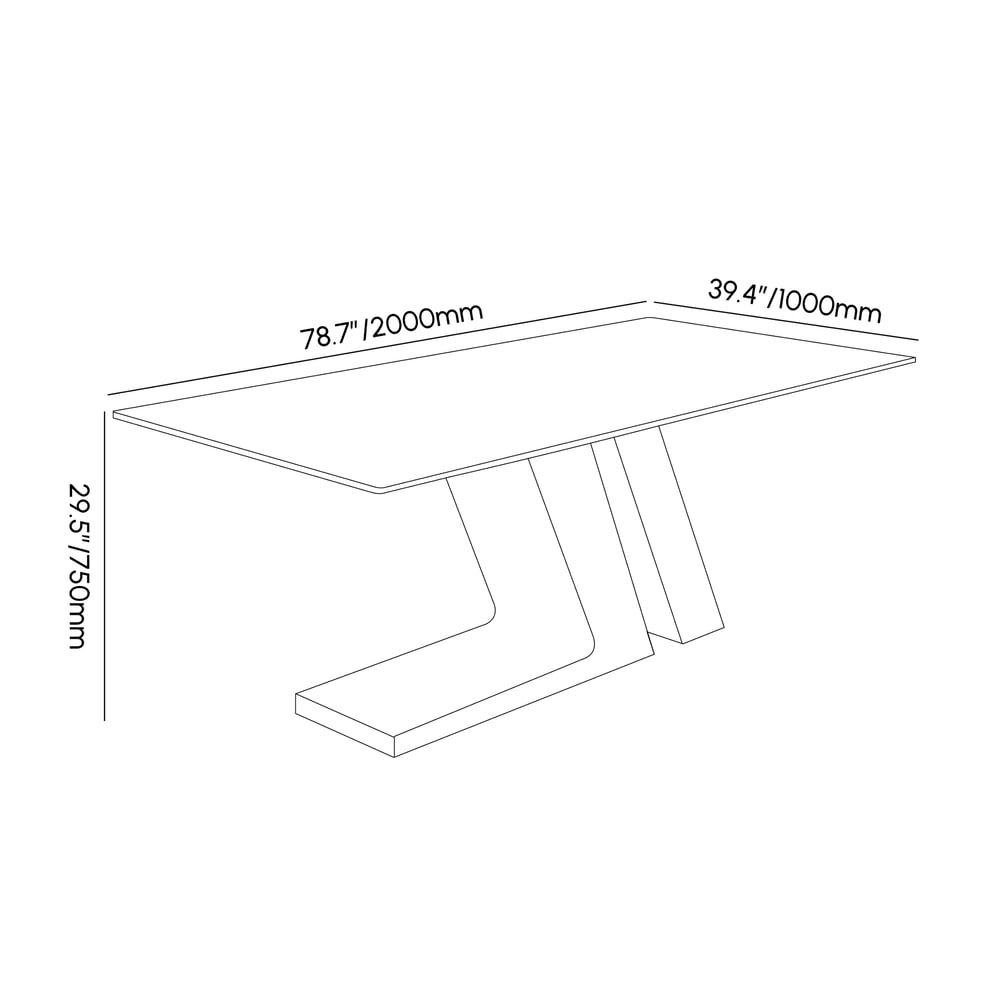Modern 78.7" Sintered Stone Dining Table Luxotic Seats 6-8 weights dimensions image