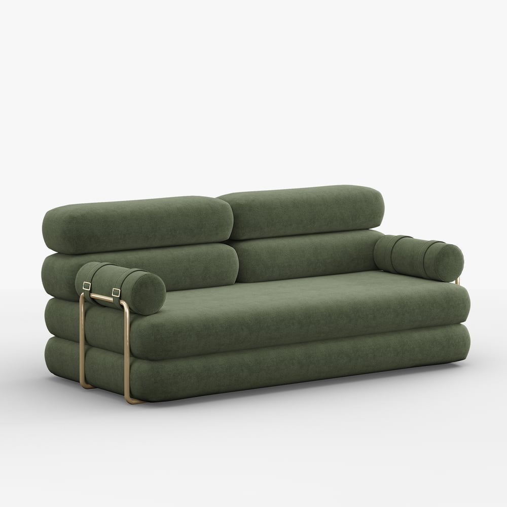 81" Velvet Futon Sofa Bed 3-Seater window image
