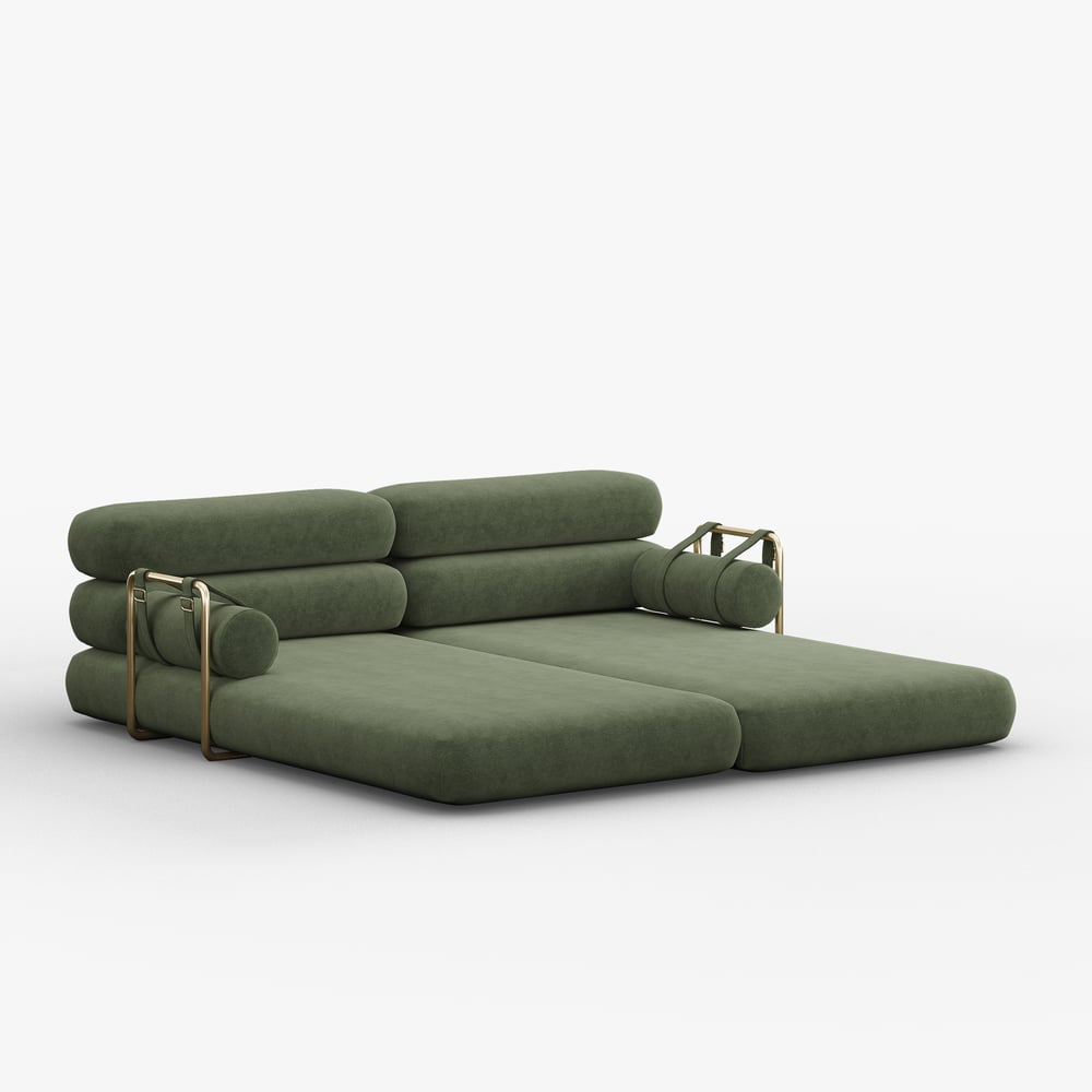 81" Velvet Futon Sofa Bed 3-Seater window image
