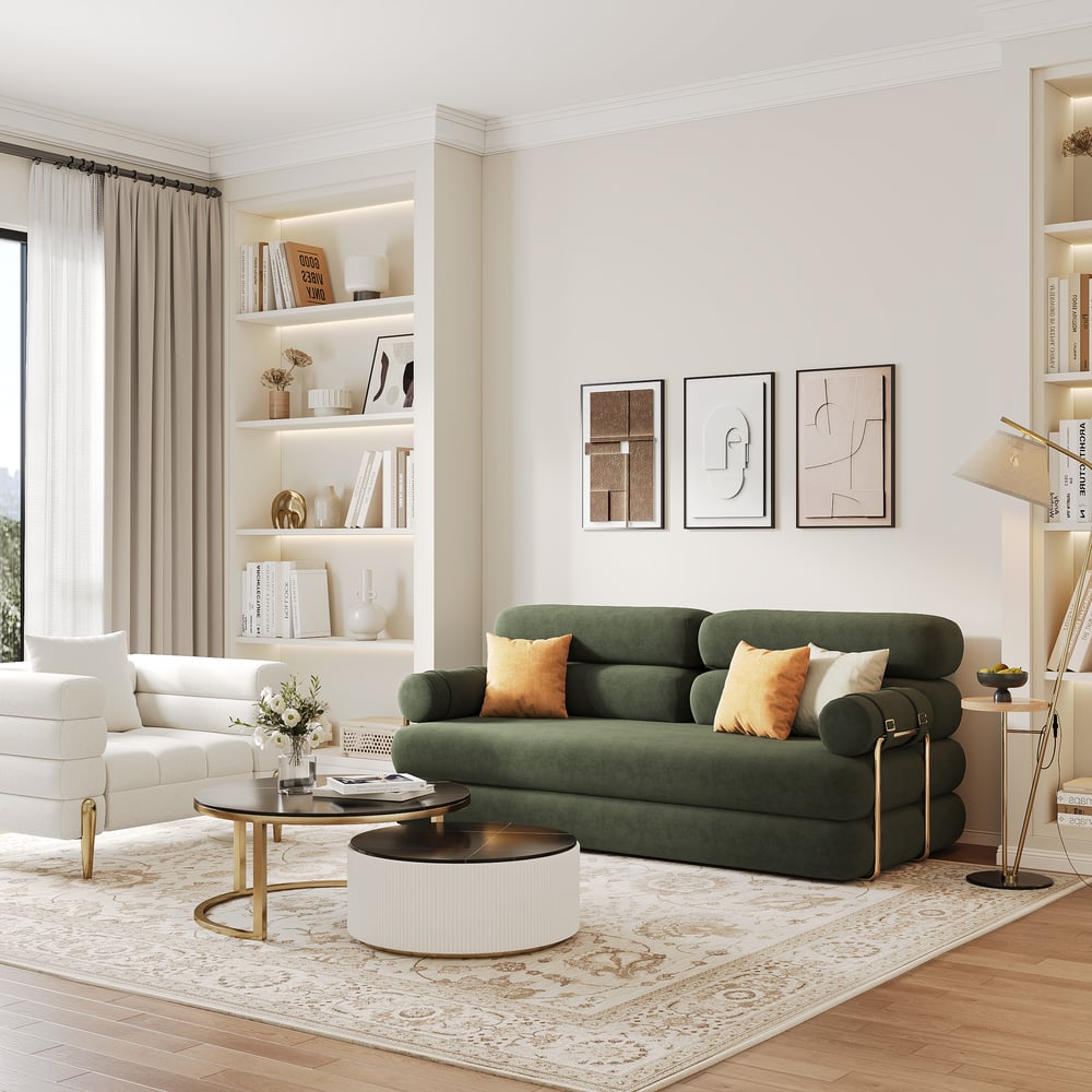 81" Velvet Futon Sofa Bed 3-Seater window image