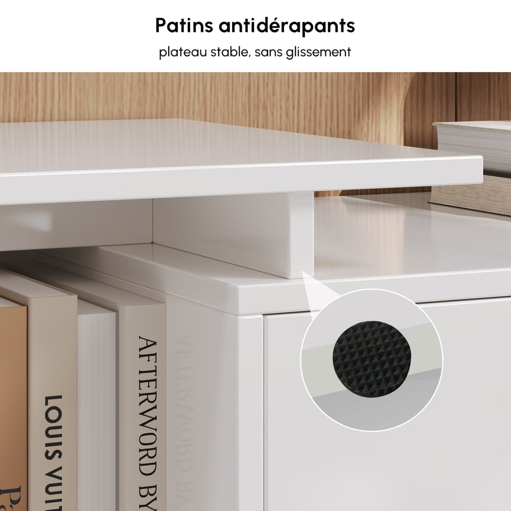Meuble TV extensible Mordel 160 à 240 cm blanc avec rangement image de fenêtre