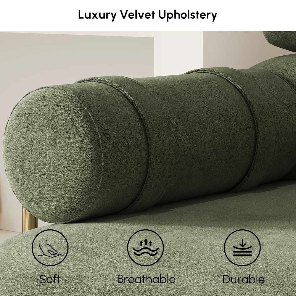 81" Velvet Futon Sofa Bed 3-Seater window image