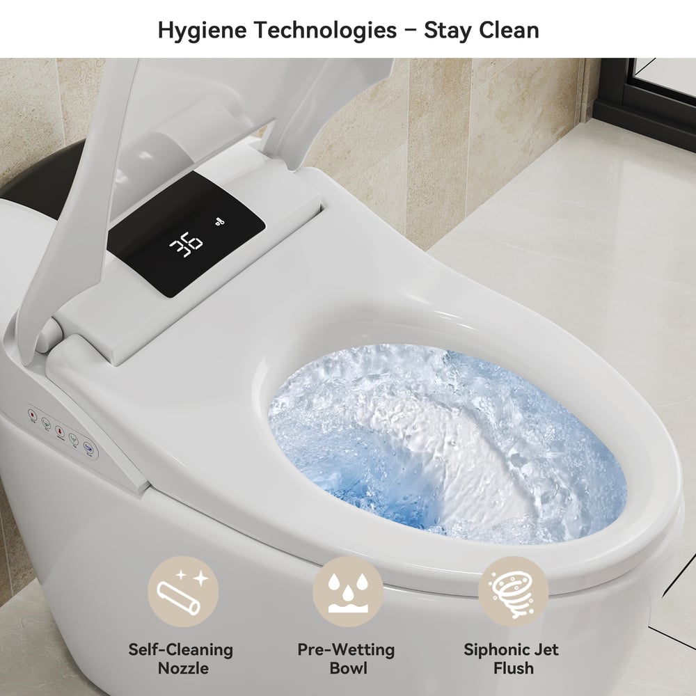 Hynova AX8 Automatic Flushing Smart Bidet Toilet with Dual Flush & Auto Open Lid window image