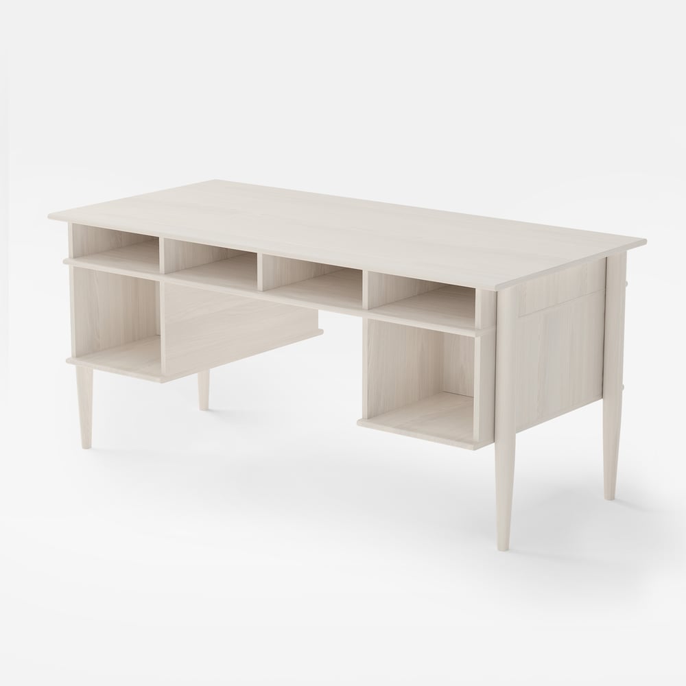 1625mm Modern Style Whitewash Home Office Desk with 6 Drawers window image